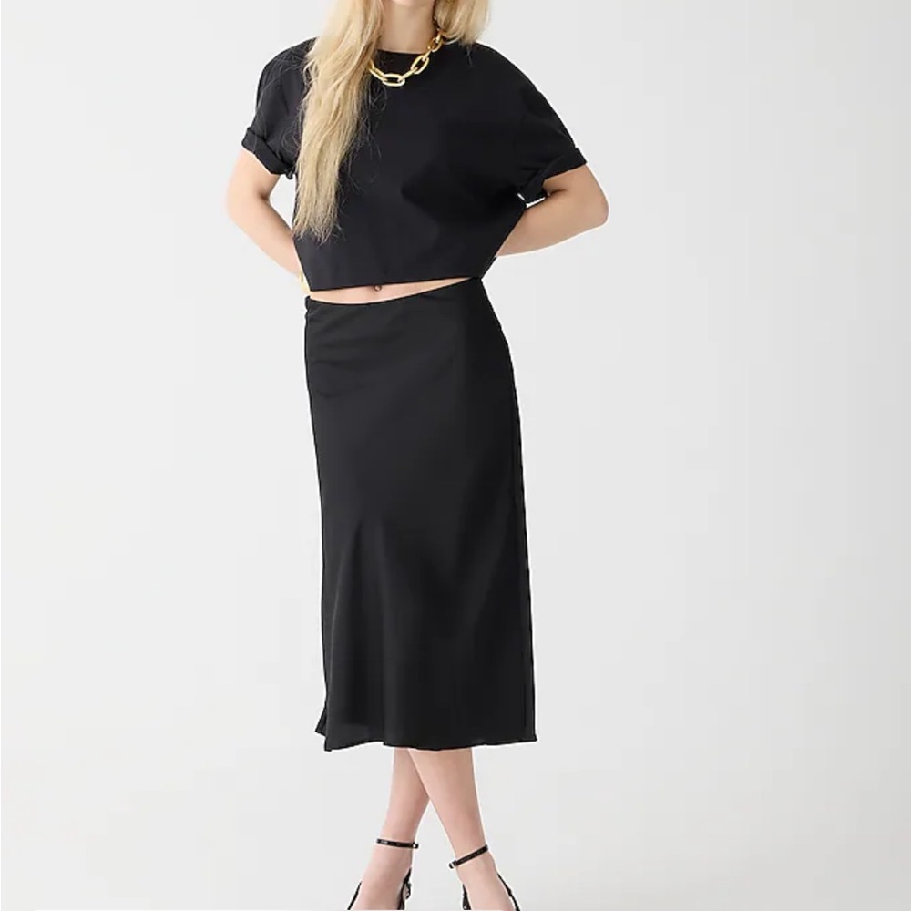 J. Crew Gwyneth slip Black Midi Skirt for Work L